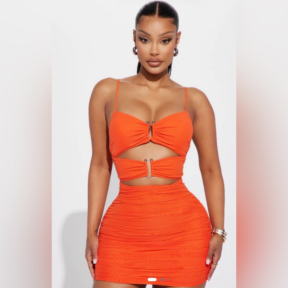 Fashion Nova Orange Cutout Mini Dress